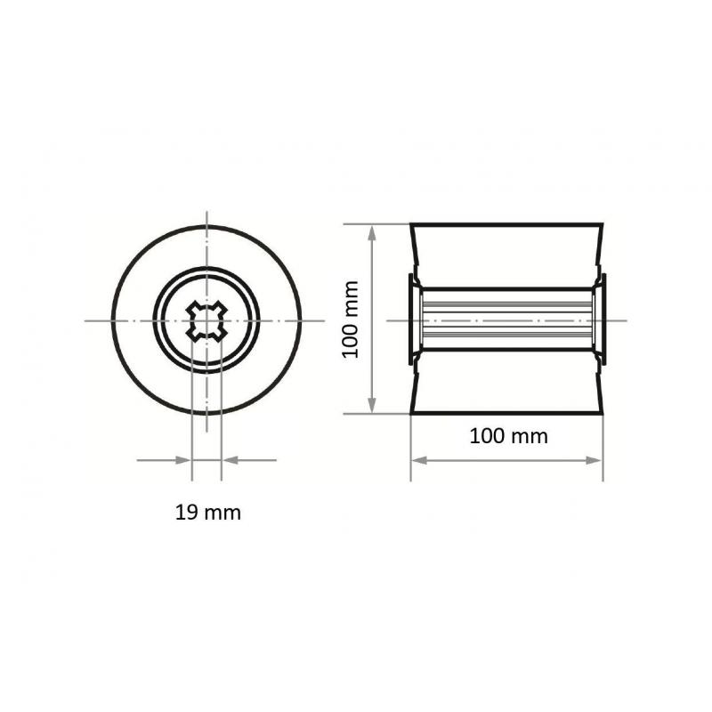 Lamelový válec LWL univerzální 100x100 mm s otvorem 19 mm • Vtools.cz