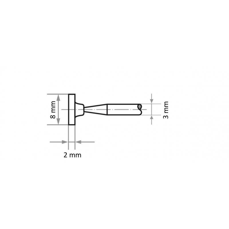 Brusné tělísko D3 válcového tvaru pro nástrojové oceli 8x2 mm stopka 3 mm • Vtools.cz