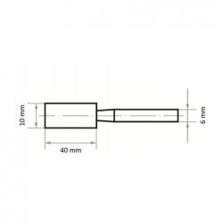 Brusné tělísko ZY válcového tvaru pro ocel/ocelové odlitky 10x40 mm stopka 6 mm • Vtools.cz