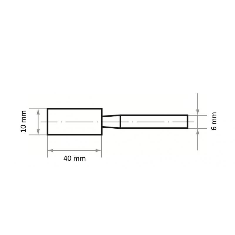 Brusné tělísko ZY válcového tvaru pro ocel/ocelové odlitky 10x40 mm stopka 6 mm • Vtools.cz