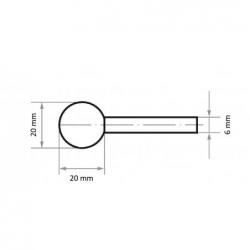 Brusné tělísko KU kulovitého tvaru pro ocel/ocelovou odlitku 20x20 mm stopka 6 mm • Vtools.cz
