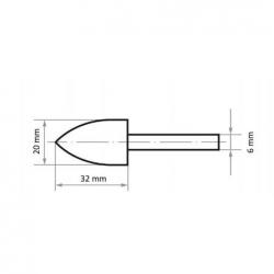 Brusné tělísko SP špičatý obloukový tvar pro ocel/ocelovou odlitek 20x32 mm • Vtools.cz