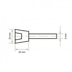 Brusné tělísko TO kalichový hrot na ocel/ocelovou odlitinu 25x24 mm stopka 6 mm • Vtools.cz