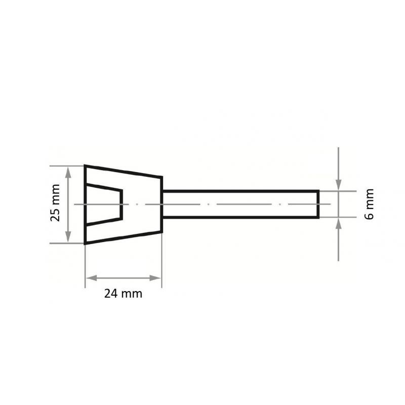 Brusné tělísko TO kalichový hrot na ocel/ocelovou odlitinu 25x24 mm stopka 6 mm • Vtools.cz