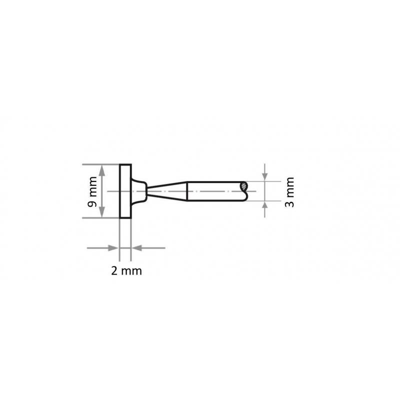 Brusné tělísko D1 válcový pro nástrojové oceli 9x2 mm stopka 3 mm • Vtools.cz