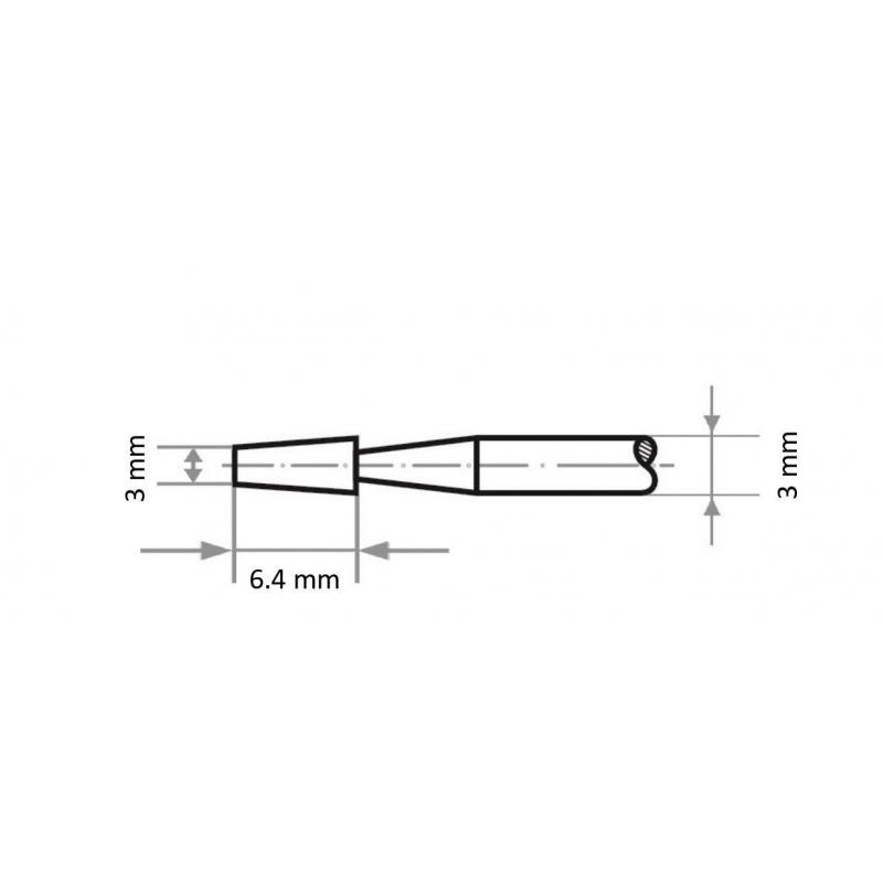 Brusné tělísko D29 pro nástrojové oceli 3x6,4 mm stopka 3 mm • Vtools.cz