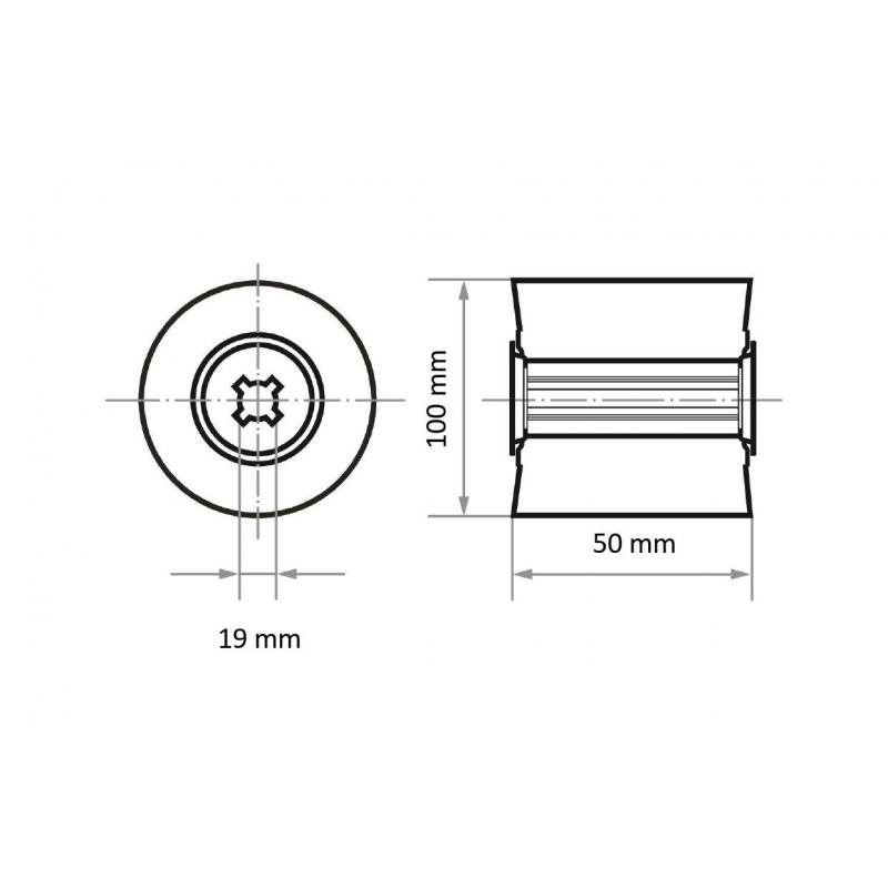 Brusný válec LWM univerzální 100x50 mm s otvorem 19 mm • Vtools.cz