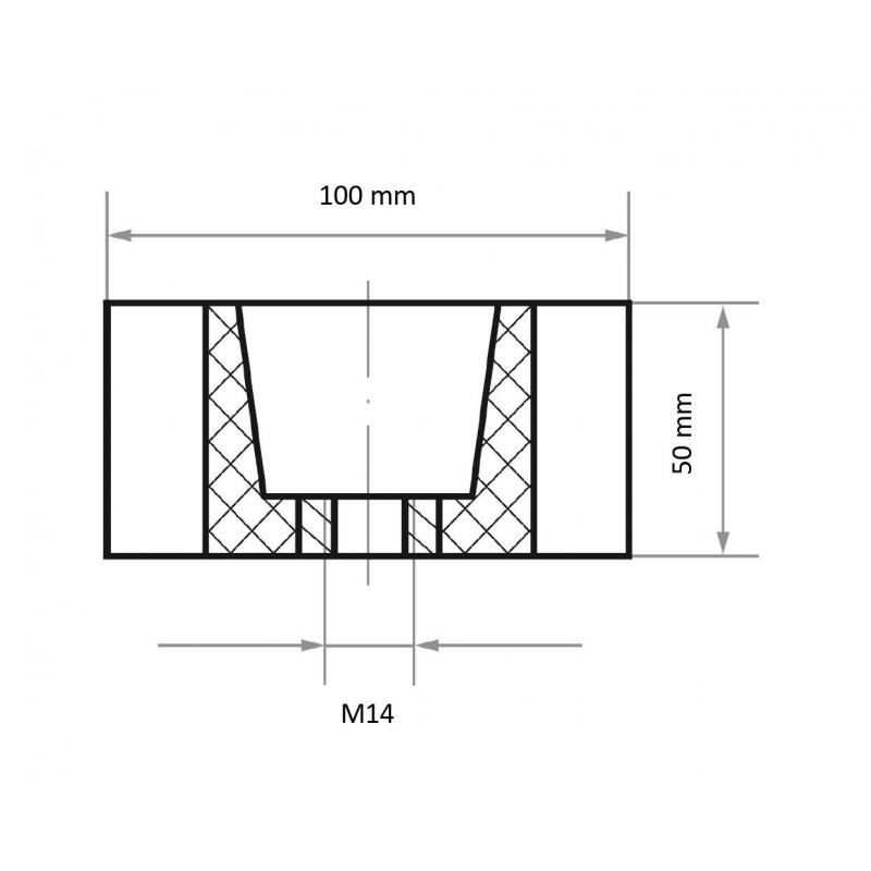 Brusný váleček LWV univerzální 100x52 mm s vnitřním závitem M14 • Vtools.cz