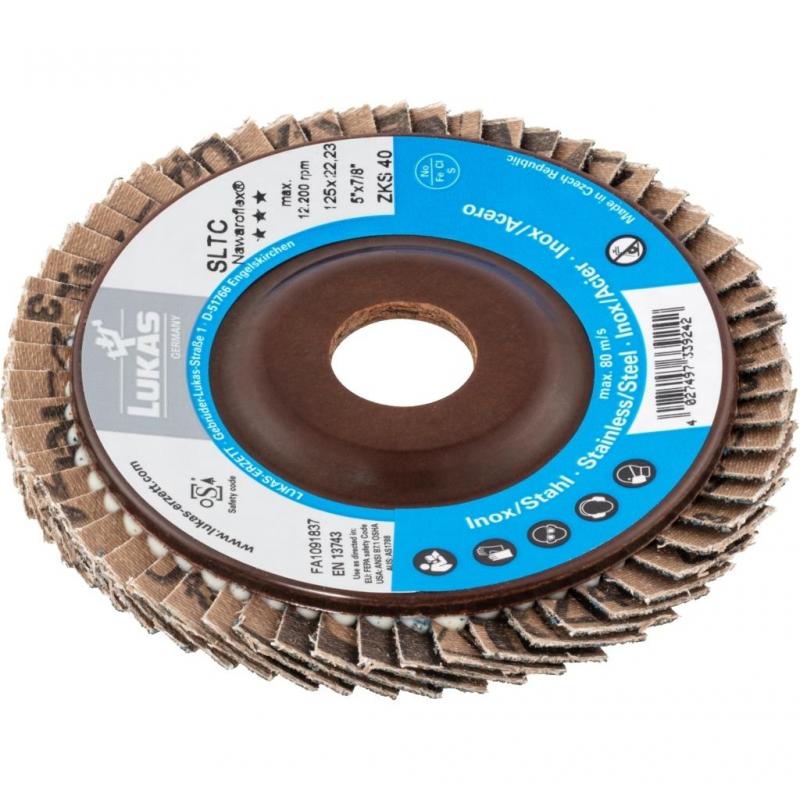 Lamelový brusný kotouč SLTC univerzální Ø 125 mm oxid zirkoničitý (s brusným vrchním spojem) zrnitost 60 • Vtools.cz