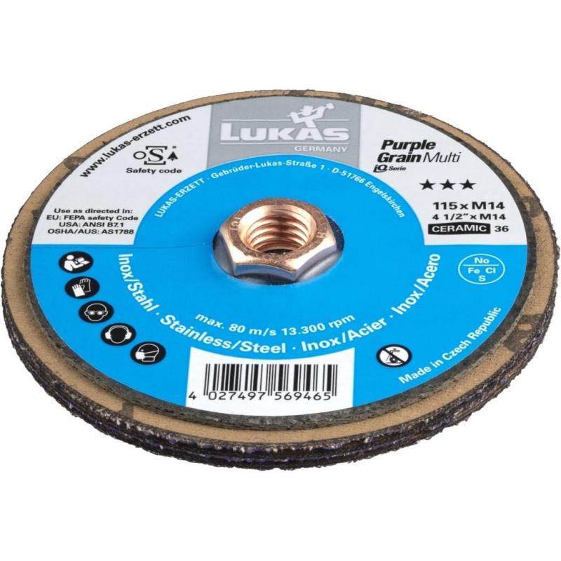 Kompaktní brusný kotouč PURPLE GRAIN Multi universal Ø 115 mm Keramická zrnitost 36 • Vtools.cz