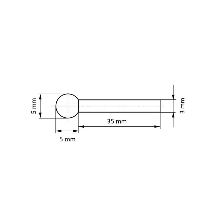 CBN Brusné tělísko CSK kulový hrot 5x5 mm stopka 3 mm • Vtools.cz