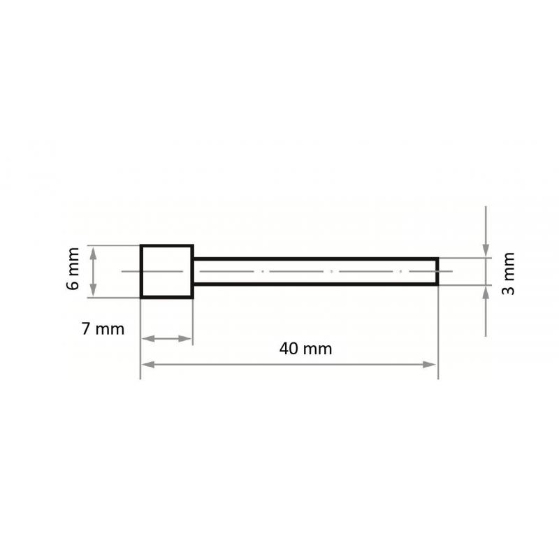 CBN brusné tělísko CS válcového tvaru 6x7 mm stopka 3 mm • Vtools.cz