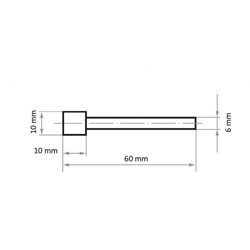 Diamantové brusné tělísko DS válcového tvaru 10x10 mm stopka 6 mm • Vtools.cz