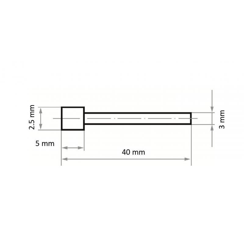 CBN Brusné tělísko CS válcového tvaru 2,5x5 mm stopka 3 mm • Vtools.cz