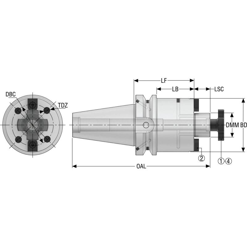 BT50ADB-SM40-160-L1 EPB upínač Monobloc, SA  • Vtools.cz