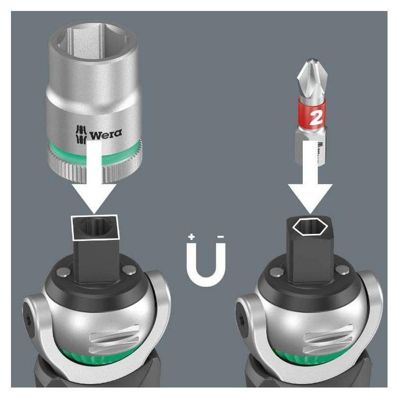 WERA Sada kovových ráčnových hlavic s reverzní pákou, pohon 1/2", 8100 SC 8 Zyklop, metrická • Vtools.cz