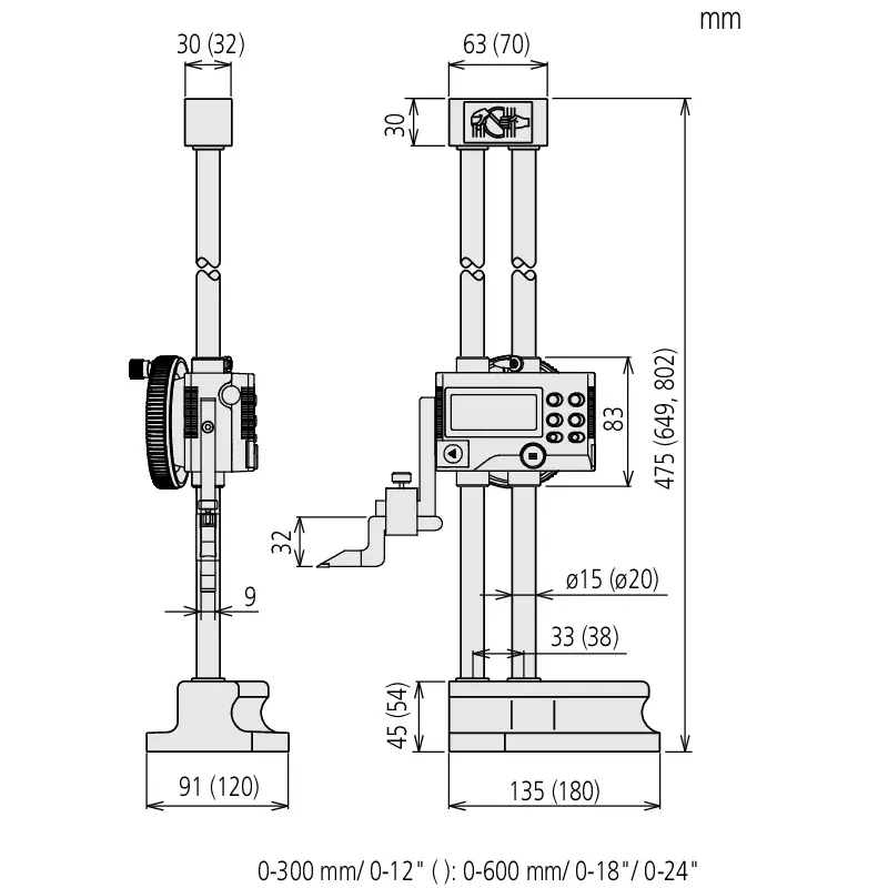 Výškoměr a orýsovací přístroj HD-A "DIGIMATIC" 0-300 mm