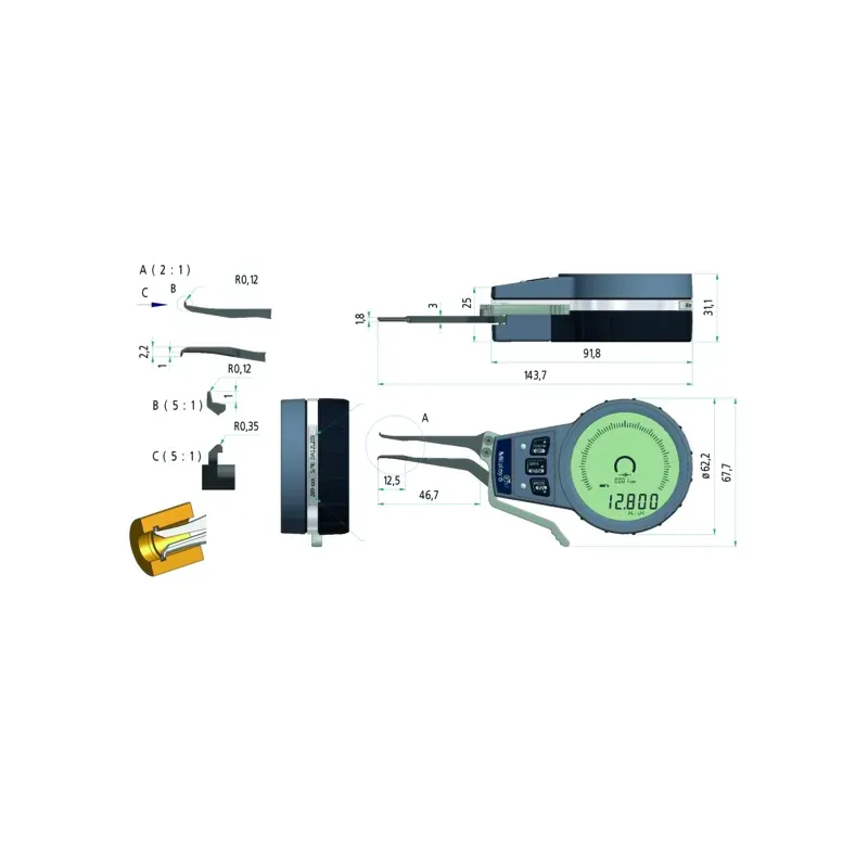 Úchylkoměr s měřicími rameny "DIGI TEST" s výstupem dat