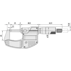 Digitální třmenový mikrometr 0-25, Mitutoyo 293-821-30