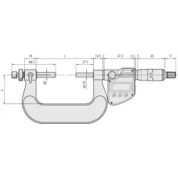 Digitální třmenový mikrometr na měření ozubení IP65