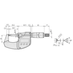 "DIGIMATIC" Třmenový mikrometr QUICK pro měření výšky zřasení