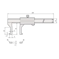 Analogové posuvné měřítko s Noniem  10-150/0,05mm s úzkými čelistmi pro měření vnitřních roz