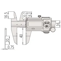 Digitální ABS posuvná měřítka s čelistmi ve tvaru ostří