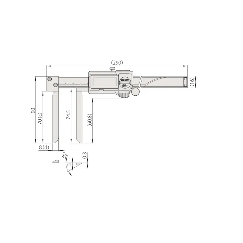 Digitální ABS posuvná měřítka s čelistmi s nožovou hranou