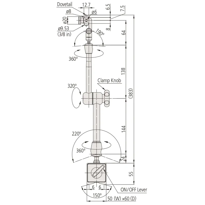 Magnetický kloubový stojánek pro úchylkoměry Mitutoyo