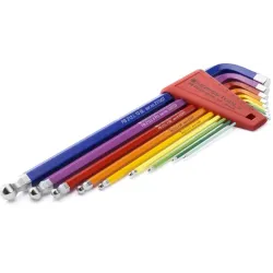 Sada klíčů imbusových zahnutých s kuličkou DIN 911L, 9 ks, 1,5-10 mm Rainbow, PB Swiss Tools • Vtools.cz