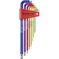 Sada klíčů imbusových zahnutých s kuličkou DIN 911L, 9 ks, 1,5-10 mm Rainbow, PB Swiss Tools • Vtools.cz