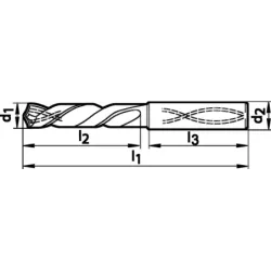 Vrták spirálový, tvrdokov, stopka HE, 5xD, bez vnitř. chlazení, nanoFIRE, Gühring 5615