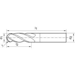 Fréza monolitní, rádiusová, tvrdokov, WN, Fire, Gühring