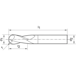 Fréza monolitní, kulová, tvrdokov, SL 6527, Fire, Gühring 5585